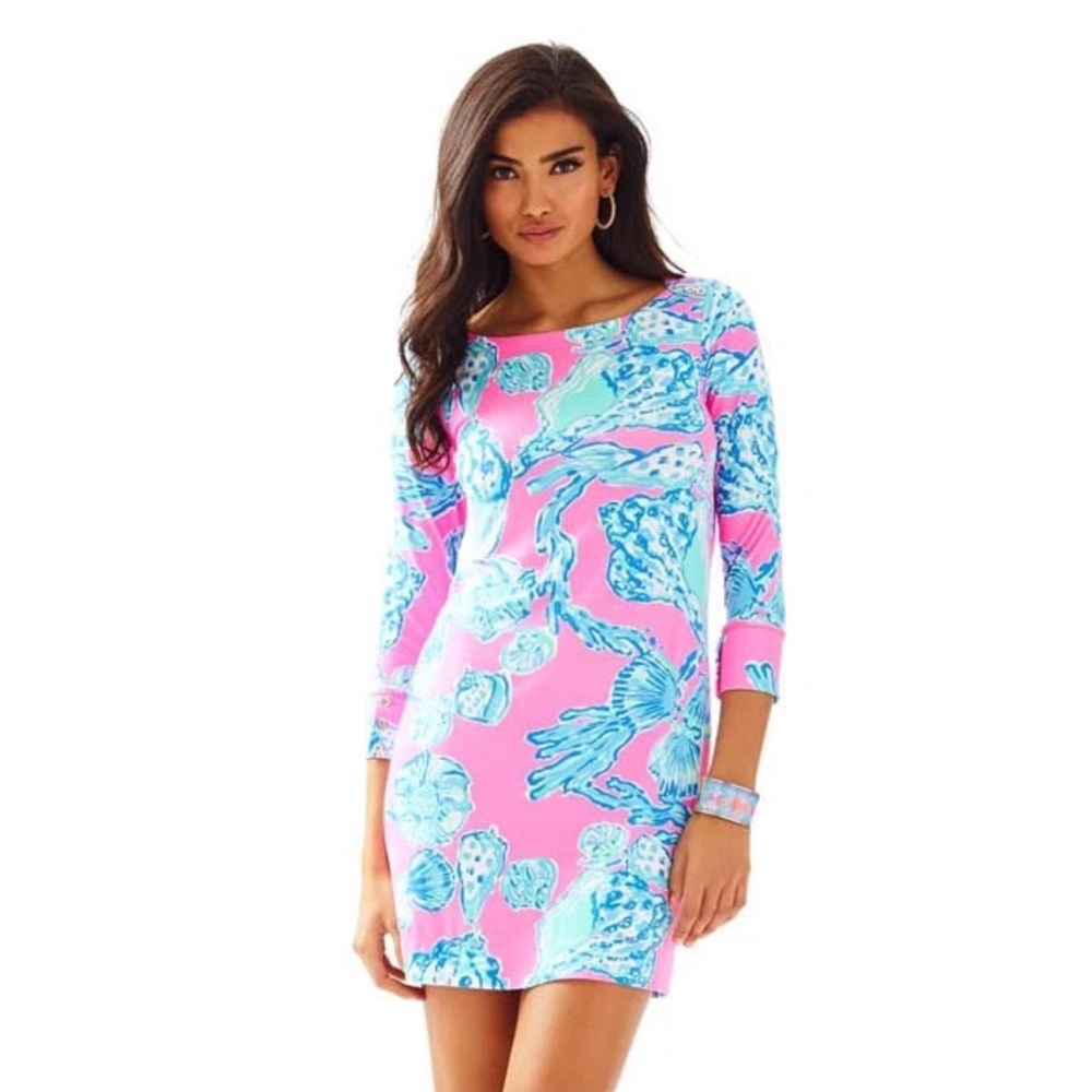 Lilly Pulitzer Long Sleeve Sophie Dress - Size XS - Pink Sea Shells - Picture 2 of 14